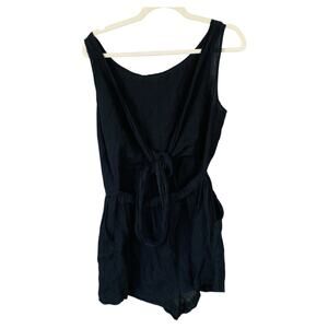 VITAMIN A Martinique Romper Black Size Small Open Back Linen Beachy Coastal